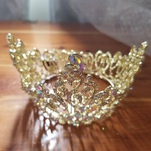 Girls small gold crown with rhinestones